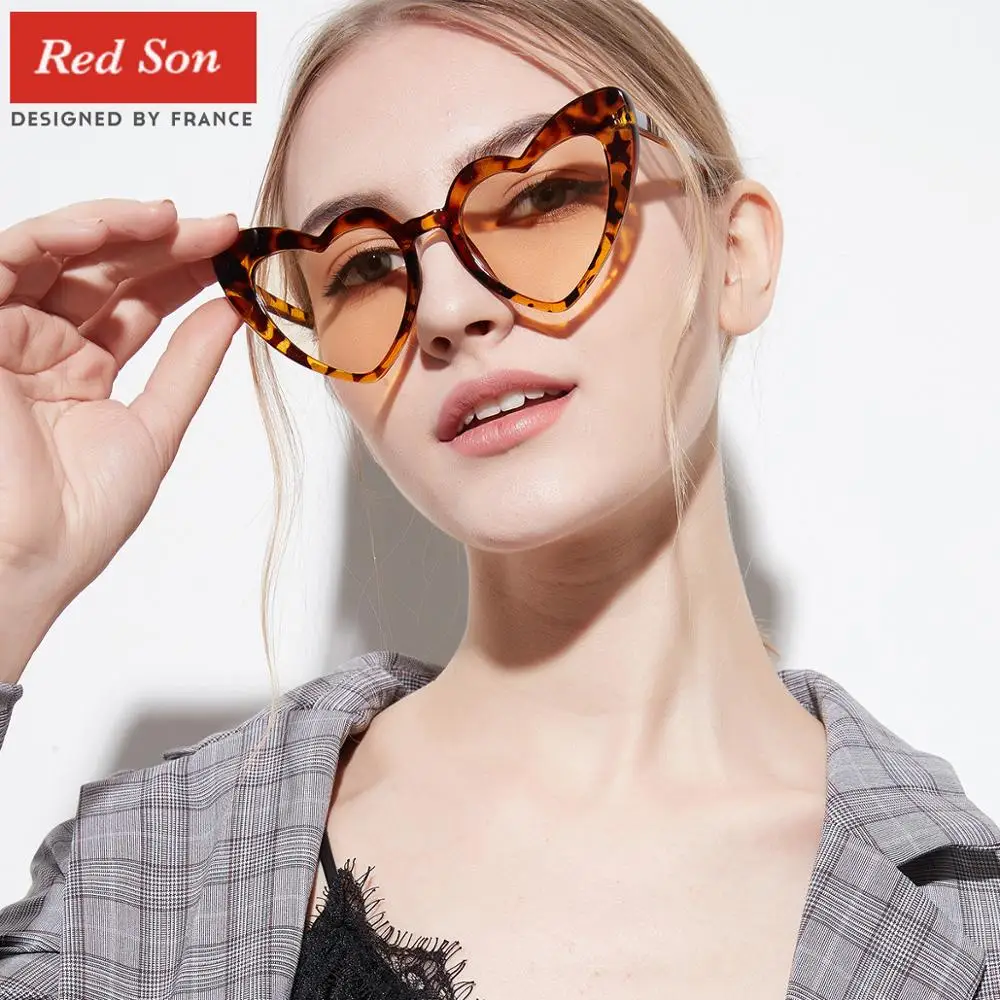 Red Son, модные женские солнцезащитные очки в форме сердца, Ретро стиль, бренд, модные дизайнерские женские солнцезащитные очки UV400
