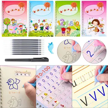 

1set Magic Writing Paste Children's Kindergarten Groove Textbook Writing Board Multi-style Writing Calligraphy Practice Book