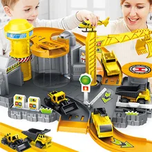 3D город парковка железная дорога сплав автомобиль играть Инженерная пожарная машина трек автомобиль DIY модель строительные наборы сборки игрушки для детей