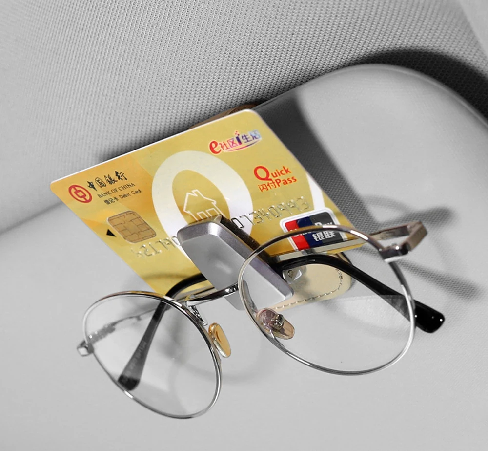 

Портативные автомобильные чехлы для очков, Кожаный Автомобильный зажим для хранения билетов, карт, зажим для карт, автомобильный солнцезащитный козырек, держатель для солнцезащитных очков, автомобильные аксессуары