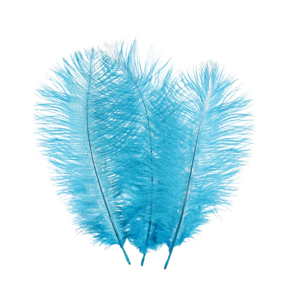 10Pcs/Pack Romantic Beautiful Elegant White 15-35cm Ostrich Feathers Wedding Party Supplies Carnival Dancer Decoration Crafts - Цвет: lake blue