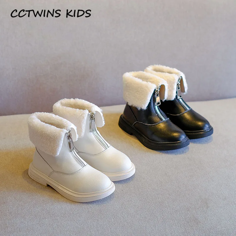 CCTWINS/детская обувь; коллекция года; зимняя детская теплая обувь из натуральной кожи; Детские брендовые ботинки; Модные ботильоны для девочек; Цвет Черный; FB1812