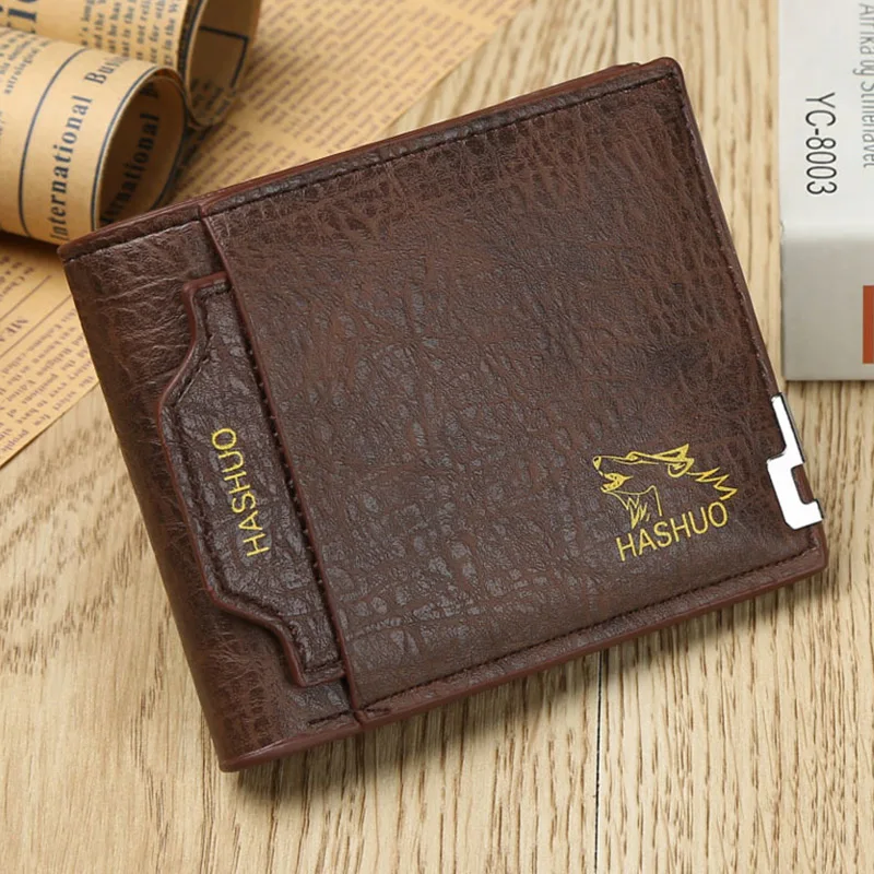 Fashion Men Wallet Solid Color Luxury Brand Designer Clutch Bag Multi-card Slots Business Bifold Billfold Male Short Coin Purse