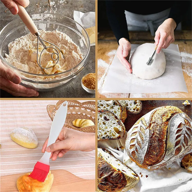 Home Bread Arc Cutter with 5PCS Replacement Blades Kitchen Baking Accessory Wooden Handle French Toast Cutter Bakery Knife Tools