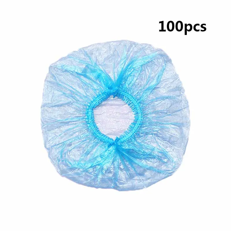 Blue 100pcs 100 шт./лот одноразовая шапочка для душа s Hat Clear Spa парикмахерский салон, Отель одноразовая купальная эластичная шапочка Товары для ванной комнаты шапочка для ванны s - Цвет: Blue 100pcs