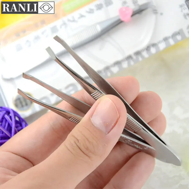 Плоские щипцы для бровей RANLI с косым ртом инструменты красоты зажимом R105 | Красота