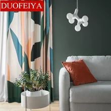 

2021 Customized Curtains for Living Room Luxury Geometric Curtain for Bedroom Nordic Simple Blinds Creative Sheer Curtain