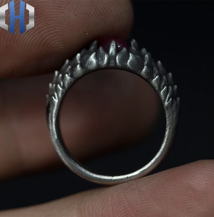 Original Design Handmade Silver Lotus Ring 925 Sterling Silver Ring Female Couple Crystal Ring