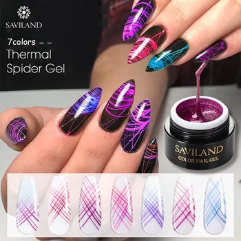 

SAVILAND Thermal Spider Gel Color Changing Nails Gel Polish Glitter Luminous Strong Wire Drawing UV Pulling Silk Spider Nail Art