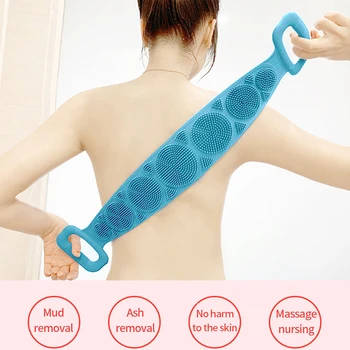 

Spa Skin Health Massage Double Sided Rubbing Mud Soft Bath Belt Back Scrubber Body Cleaning Shower Long Silicone Home