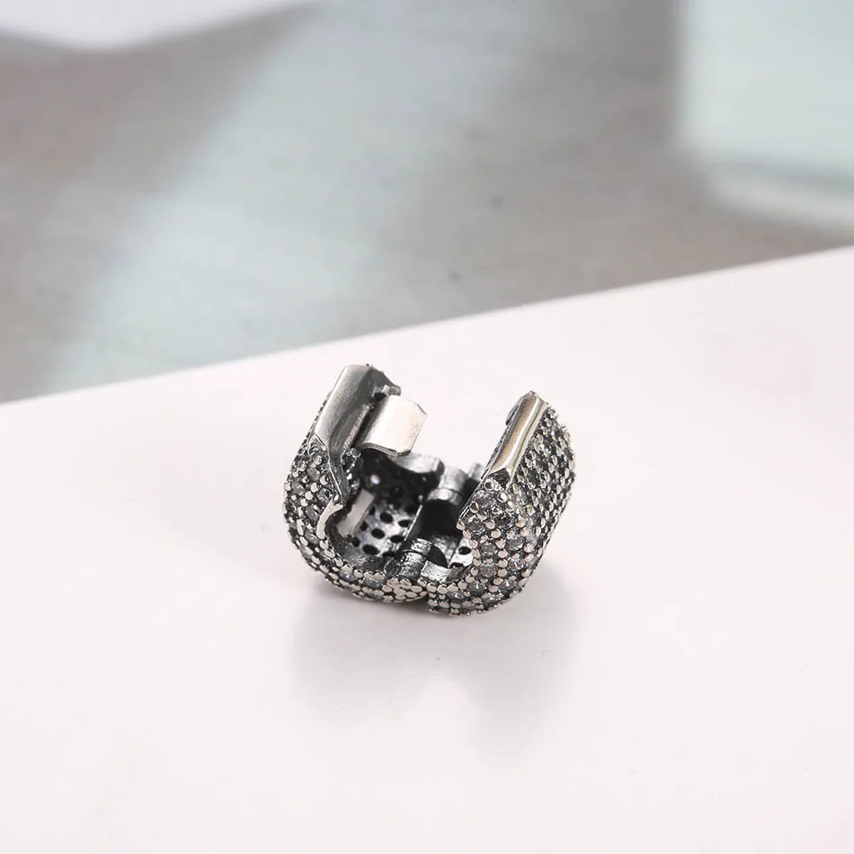 Аутентичные стерлингового серебра 925 очаровательные клипсы Fit Pandora браслет проложить баррель чистый Чешский хрусталь пробки подвески DIY ювелирные изделия