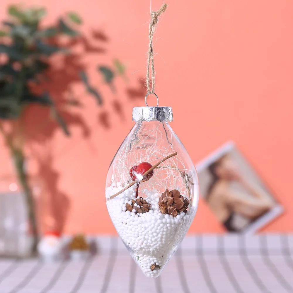 B-Christmas Tree Decorations Ball Transparent Open Plastic Clear Bauble Hanging Ornament Gift Present Box Decoration