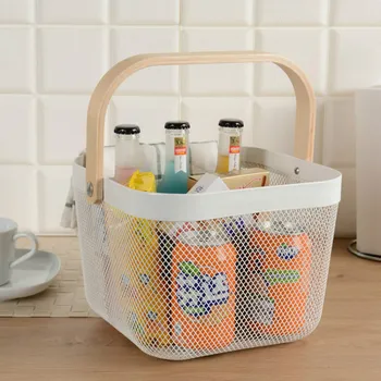

Kitchen bathroom storage basket Xinlan IKEA bath basket iron hand-held storage basket fruit and vegetable storage basket LB61208
