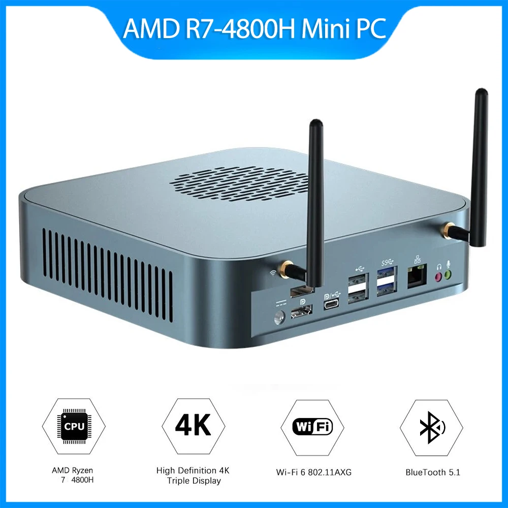 MN48H AMD Ryzen7 4800H 16GB32GB DDR4-3200 512 ГБ/1T M.2 NVME SSD Octa Core 2 9 ГГц до 4 Настольный ПК Мини компьютер
