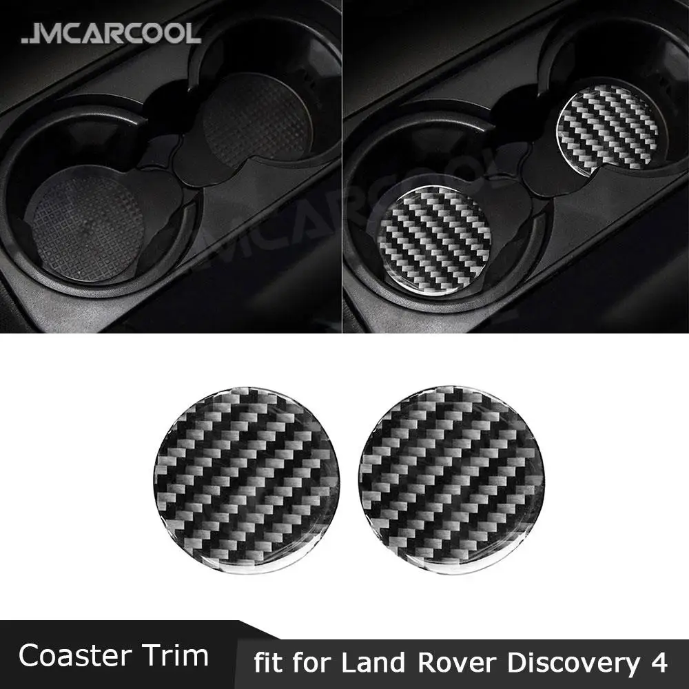 

Car Cup Holder Mat Pad Coaster Carbon Fiber Trim Cover Decals Stickers For Land Rover Discovery 4 LR4 2010-2016