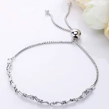 Новинка, 925 пробы, серебряный браслет, Ледниковый, красивый, скользящий, с кристаллами, регулируемый, браслет, браслет, подходит для бусин, шарм, сделай сам, хорошее ювелирное изделие