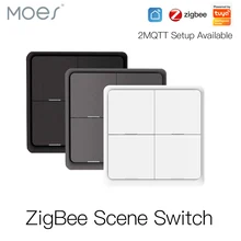 4 gang tuya zigbee sem fio 12 cena interruptor botão controlador de automação a pilhas cenário para dispositivos tuya