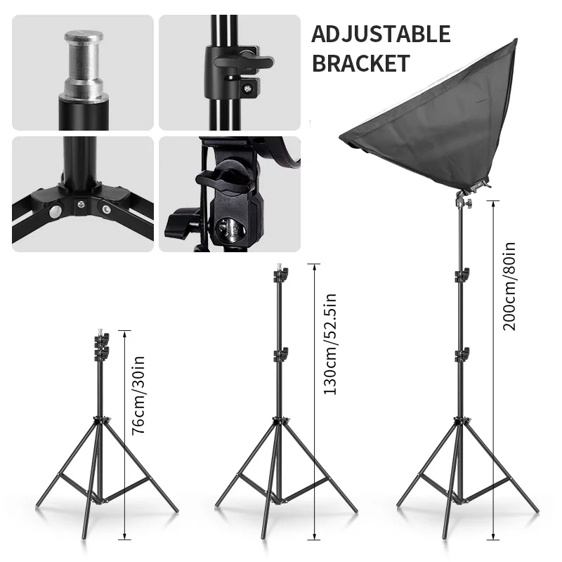 Photography 50x70CM Lighting Four Lamp Softbox Kit With E27 Base Holder Soft Box Camera Accessories For Photo Studio Video video monitors