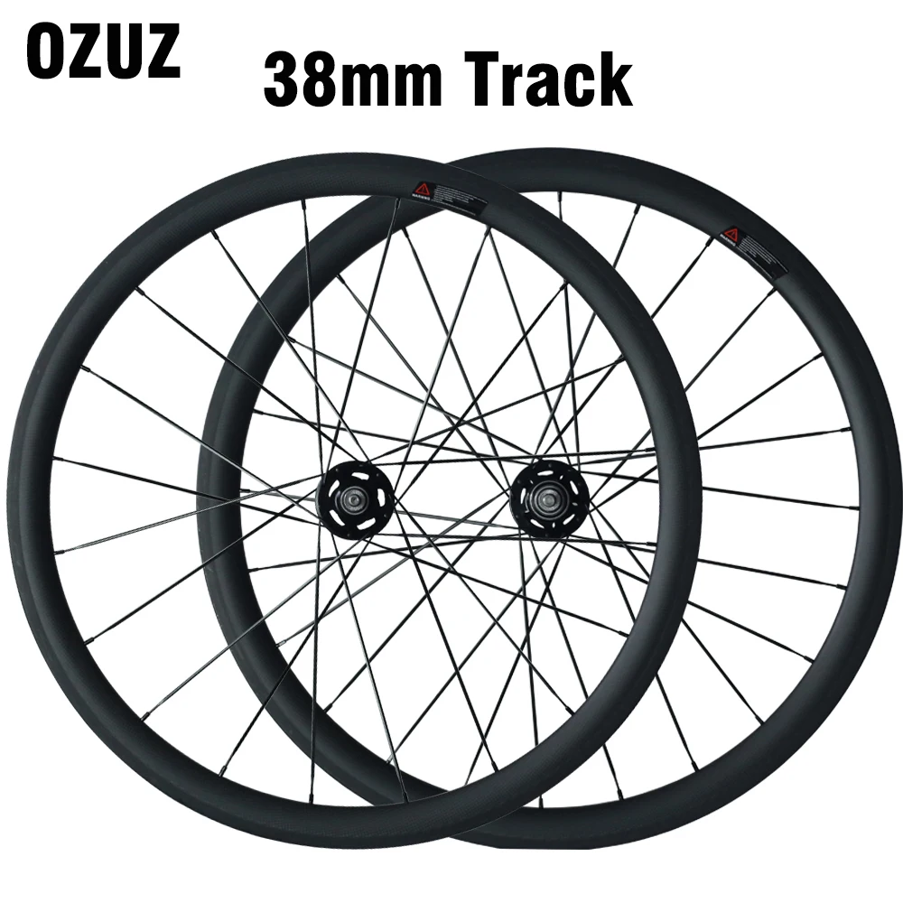 

OZUZ Track Novatec A165SBT Hubs Carbon Wheelset 17 Teeth 38mm Fixed Gear Single Speed 700C 3K Glossy Clincher Carbon Wheels