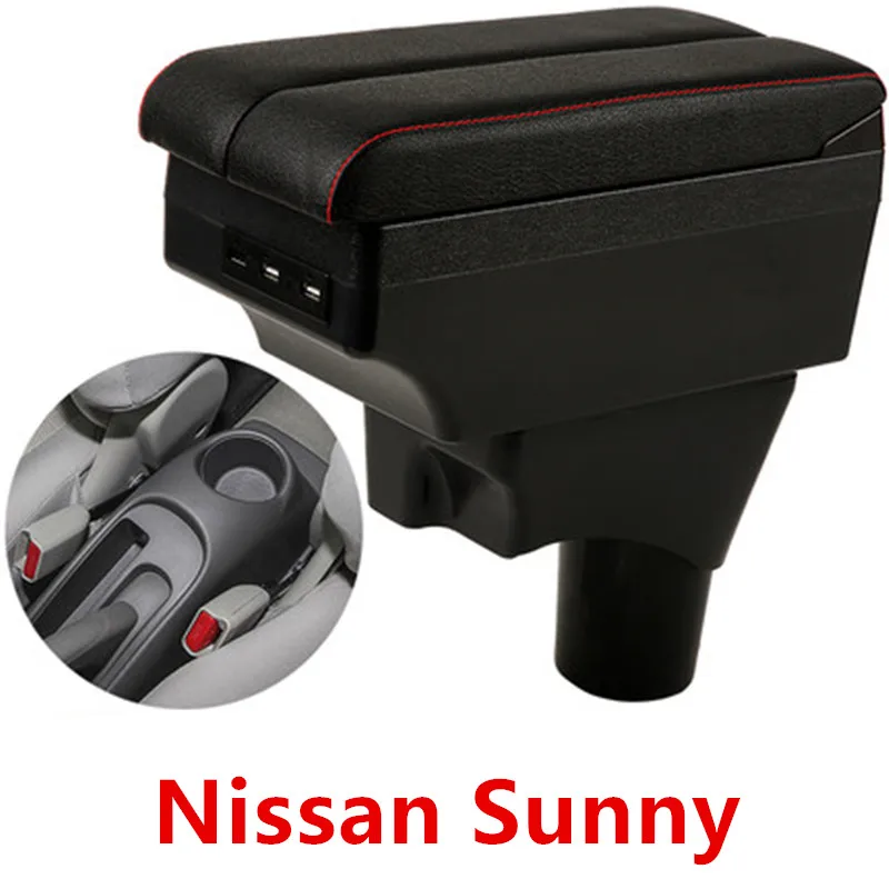 Для Nissan Sunny, Versa подлокотник коробка центральный магазин содержание коробка для хранения с подстаканником держатель телефона USB интерфейс
