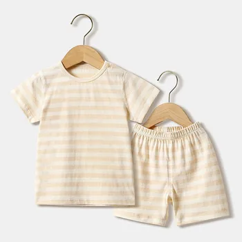 

New summer men and women baby short-sleeved suit 1-4 years old cotton breathable home service underwear suit color cotton