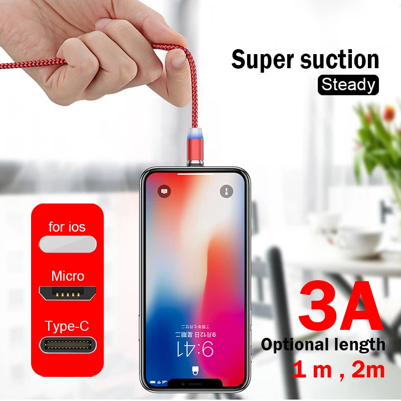 Магнитный Зарядное устройство usb кабель 1 м Микро Тип type-C USB для Iphone 6/7/8 X HuaweiXIAOMI USB кабель для зарядки или передачи данных со штекером супер Зарядное устройство кабель