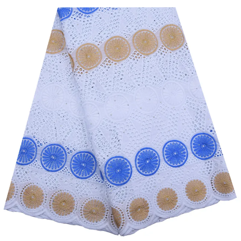 beige blue Kalume модная африканская швейцарская хлопковая кружевная ткань с камнями, нигерийская швейцарская вуаль, швейцарское кружево для людей, ежедневно сшитое F1806 - Цвет: beige blue