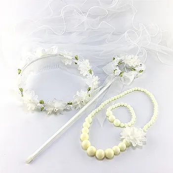 

Camiru Sweet and cute princess Magic wand Necklace Bracelet Wreath four-piece children's accessories