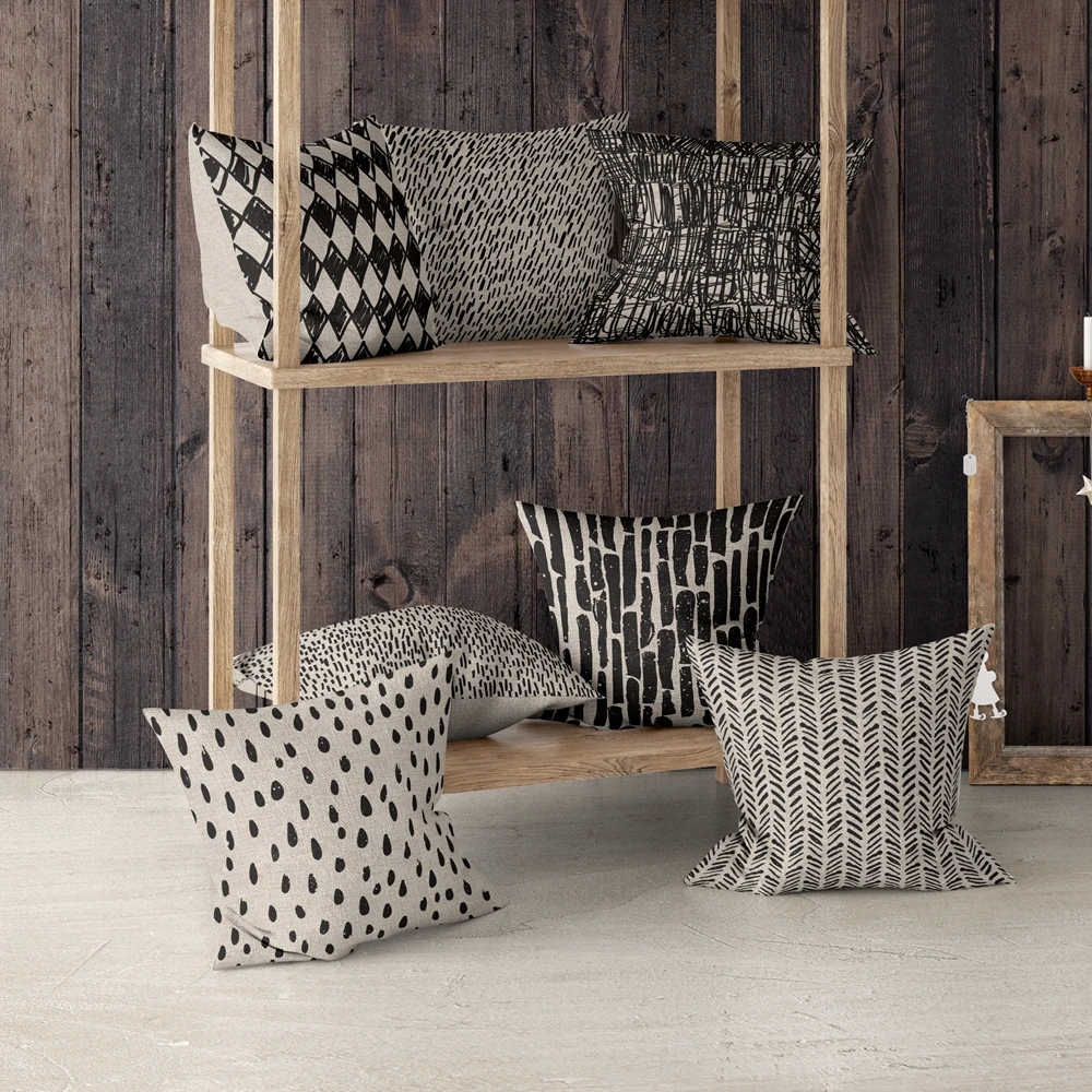 

Nordic Style Cushion Cover Home Geometric Stripe Decor Textile Printed Pillowcase Throw Pillow Case Cutton Linen Car Sofa Bed