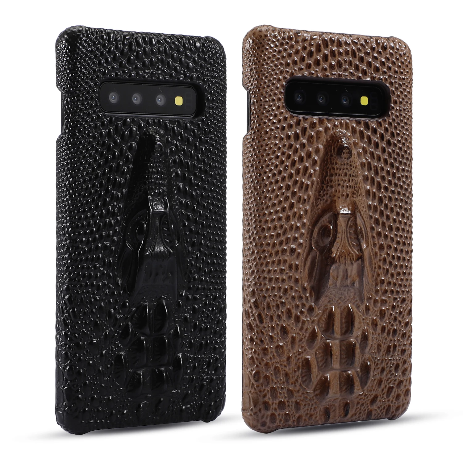 Latest Genuine Leather Back Cover For Samsung Galaxy S10 Plus Case Luxury 3d Crocodile Skin Pattern Protective Hard Case Funda
