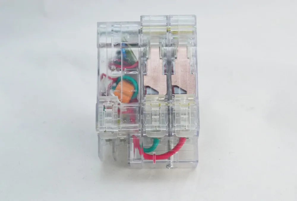 DZ47LE 10A 16A 20A 25A 32A 40A 50A 63A 2 полюса прозрачный остаточный ток прерыватель цепи при утечке на землю ELCB RCBO