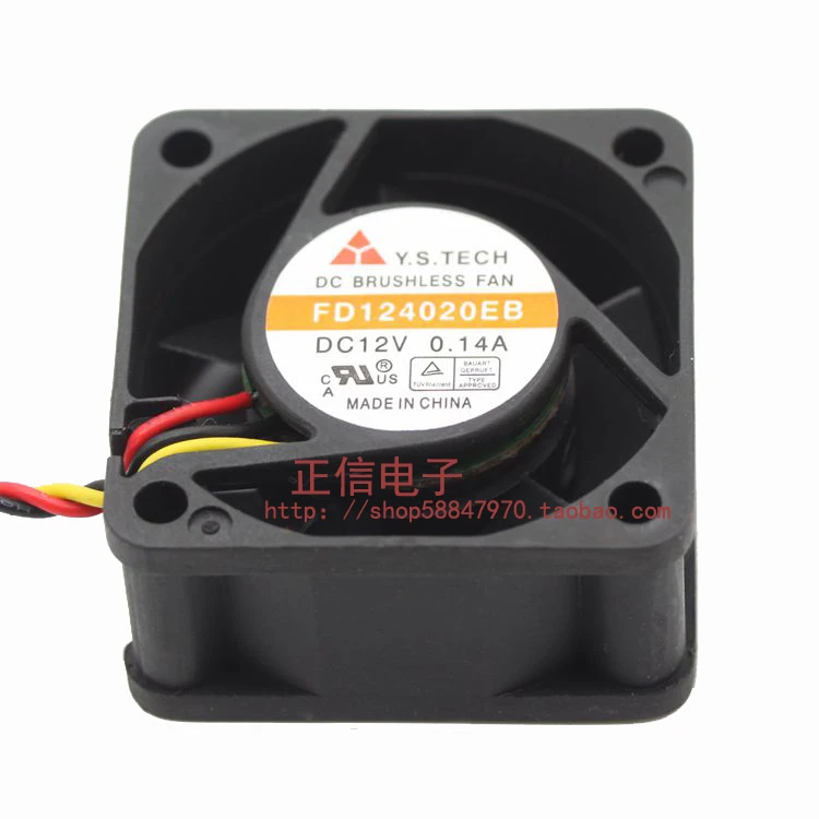 Free Shipping 3pin mute FD124020EB cooling fan 40x40x20mm for Y.S Tech 12VDC 0.12A