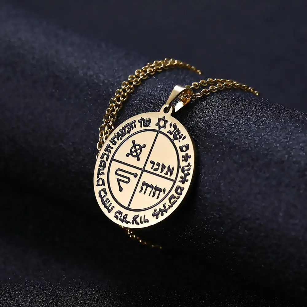 Key Of Solomon 2 Lemegeton ключ Соломона второй третий Пентакль солнца Юпитер Марс Скорпион талисман амулет из нержавеющей стали ожерелье - Окраска металла: Key Of Solomon 2
