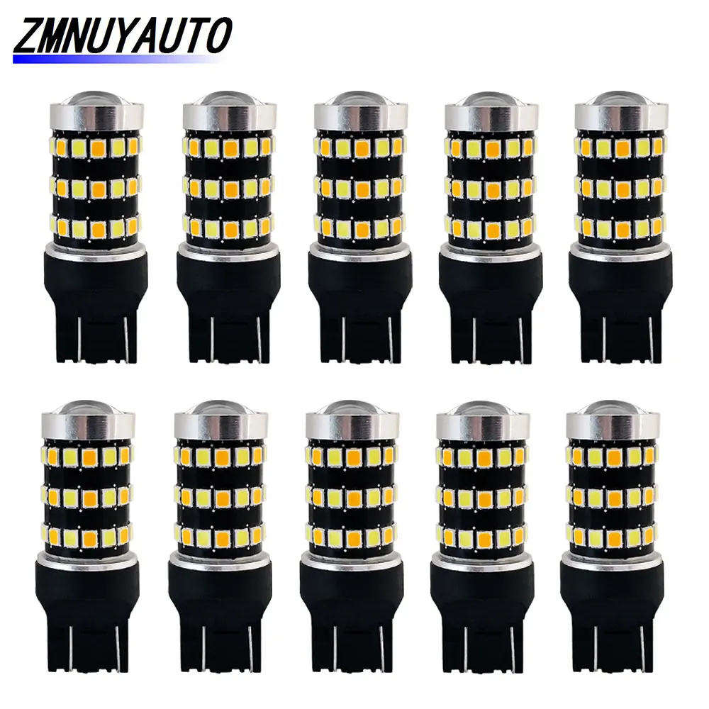 10 шт. T20 обратная Светодиодная лампа 7443 W21/5 Вт Led 1157 двухцветная P21/5 BAY15D