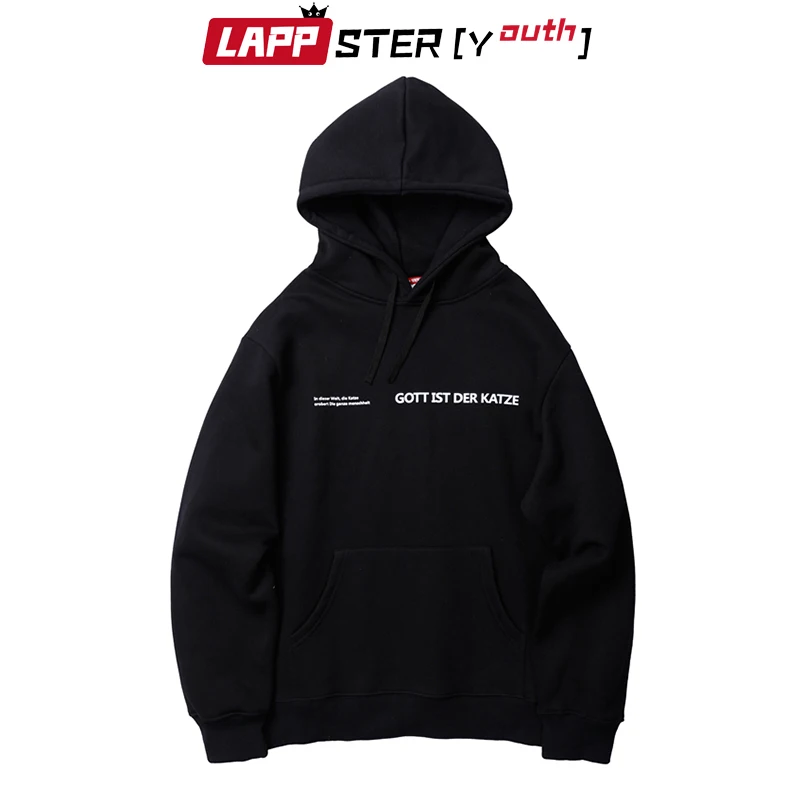 LAPPSTER-Молодежная мужская уличная одежда Harajuku с принтом кота, толстовки, осенние мужские толстовки с капюшоном в стиле хип-хоп, осенняя Корейская одежда больших размеров