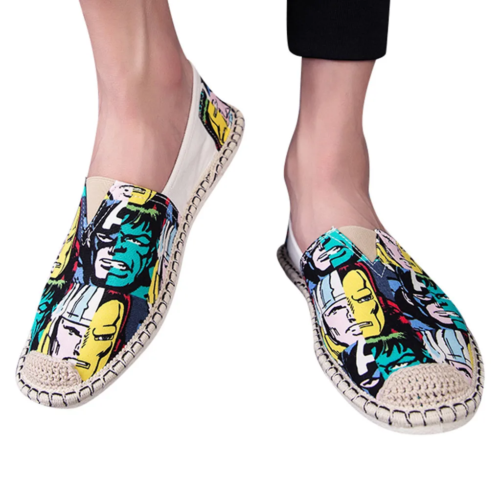 KANCOOLD Chinese Style Shoes Men Slip-On breathable comfortable Graffiti Canvas Summer Wild Lazy Cloth Flat Shoe 126 | Обувь