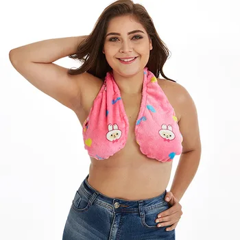 

Pink rabbit Towel bra bath towel hanging neck wrapped in chest big chest hanging neck breast-feeding towel bra 2020 soft
