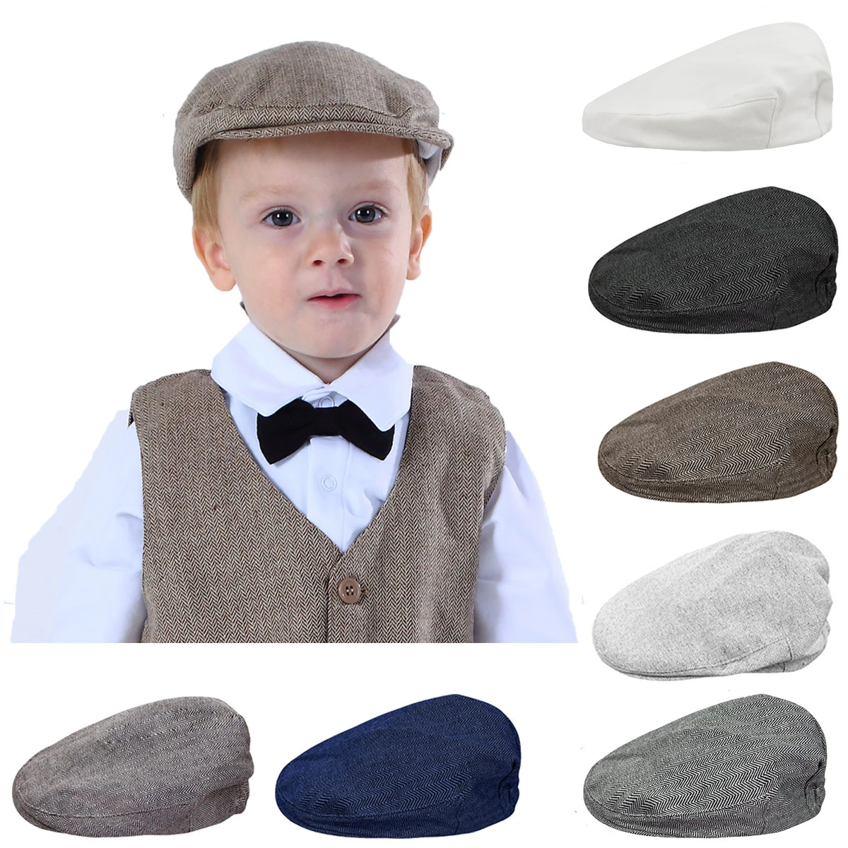 Bonnet Bebe Garcon Enfant Hiver Herringbone Casquette Plate Bambin Vintage Les Chauffeurs Epaisse Chaud Chapeau Des Gamins Doux Avec Doublure Accessoires Aliexpress