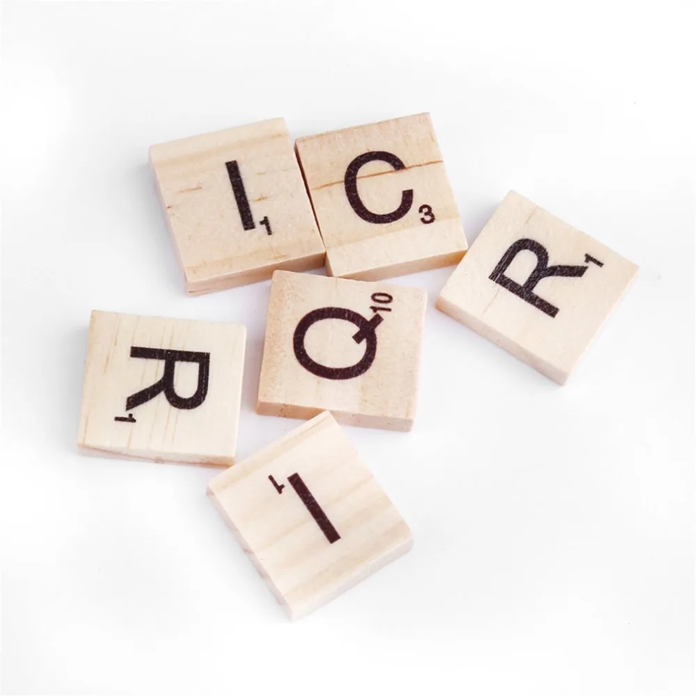 100 шт деревянная алфавитная плитка черные буквы для Scrabble ребенок обучение рисованию живопись игрушка подарок