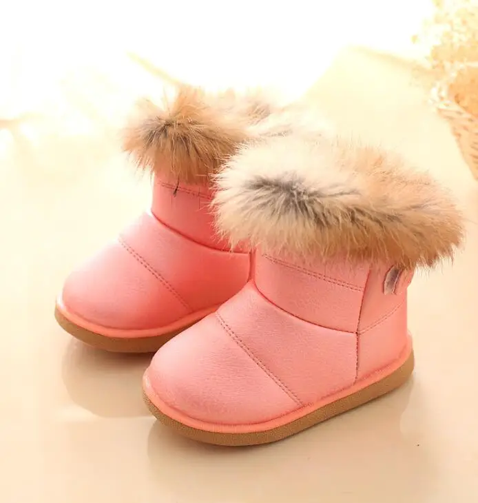 Baby Snow Boot Children Winter Shoes Fur Warm Girl Fashion Ankle Boot Kid Soft Leather Boots Baby Cotton Shoes Waterproof B160