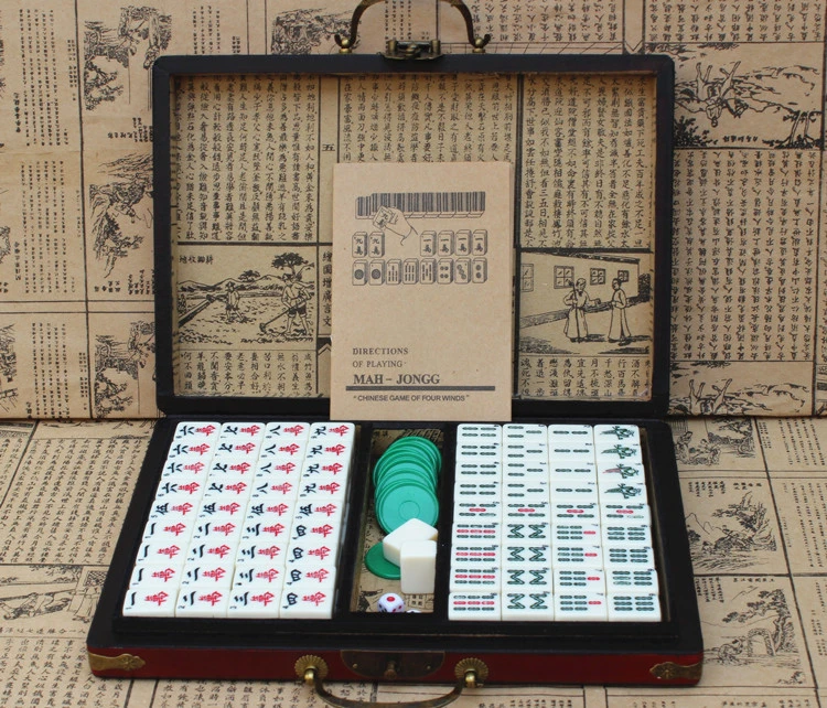 Mahjong портативный складной деревянный ящик Majiang набор настольная игра Mah-jong путешествия доска Игра Домашние развлечения