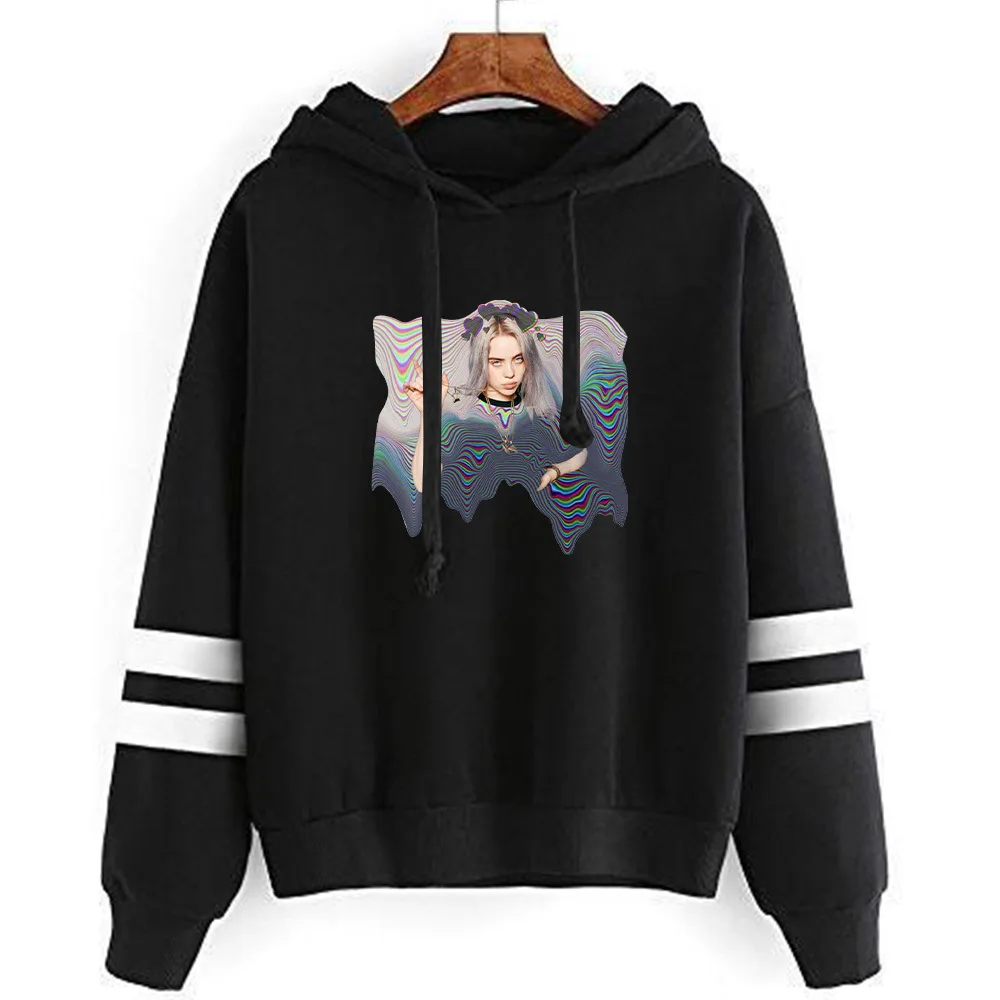 Billie Eilish Толстовка Мужская Черная зеленая хлопковая толстовка Пара Толстовка простая сохраняющая тепло Женская/Мужская хип-хоп толстовка KPOP одежда
