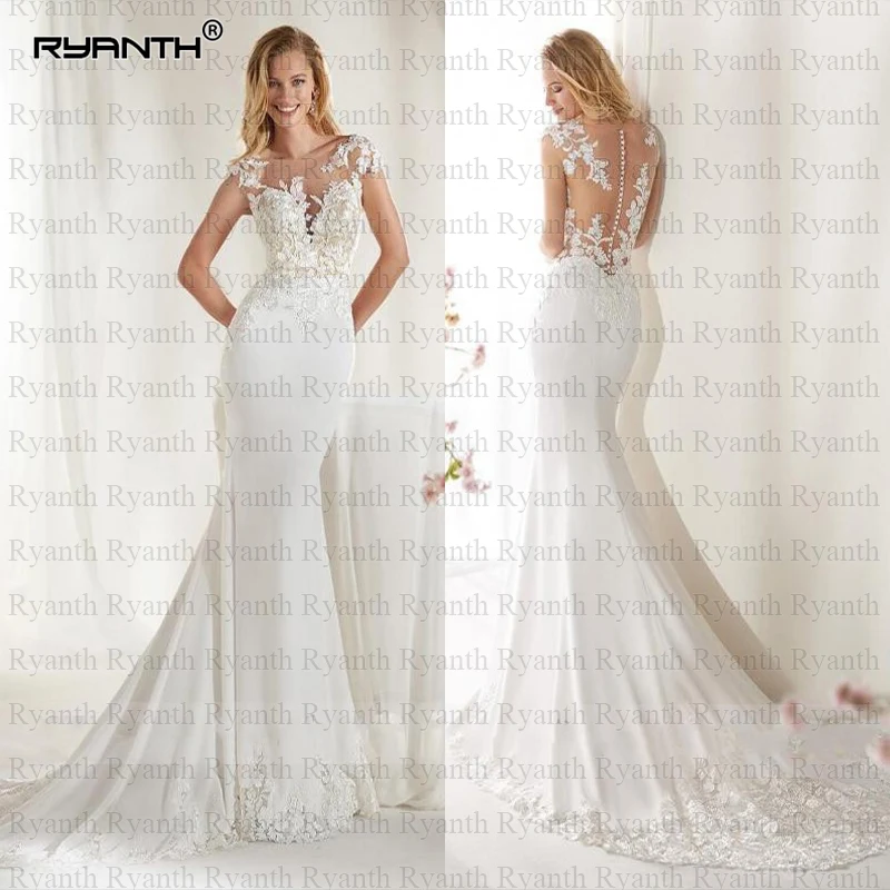 На заказ Vestido de noiva сексуальное кружевное свадебное платье в стиле бохо Robe de mariee Новое поступление эластичные атласные пляжные свадебные платья