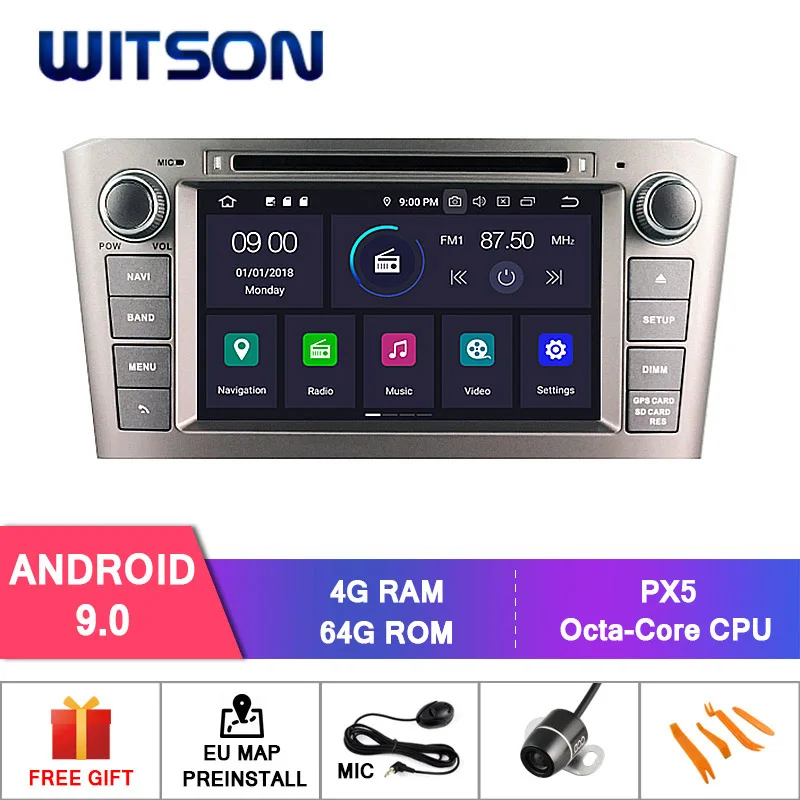 PX5 9.0 OS-Gray Германия запас! WITSON Android 9,0 ips экран автомобильный DVD для TOYOTA AVENSIS 2005-2007 4GB ram+ 64GB FLASH 8 Octa Core+ DVR/wifi+ DAB - Цвет: PX5 9.0 OS-Gray