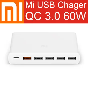 

Xiaomi Mi USB Charger 60W QC 3.0 6 Port Power Adapter Type C PD 18W for iOS Android Mi Notebook MacBook Air iPad Laptop Tablets