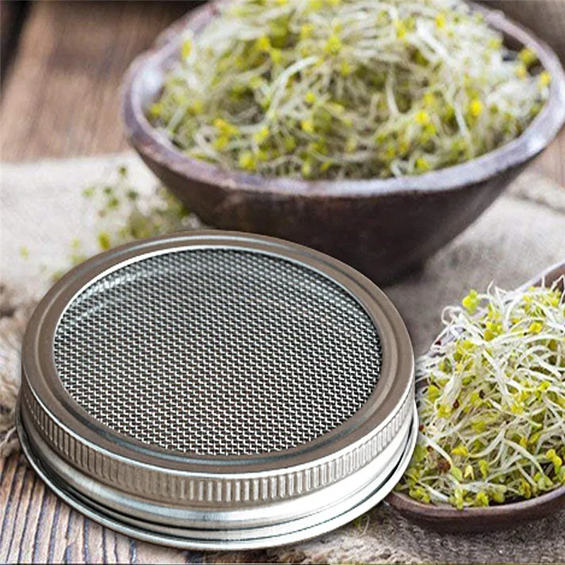 

#8One Set Seed Sprouter Germination Cover Kit Sprouting Mason Jars with Stainless Steel Strainer Lids Kitchen Accessories