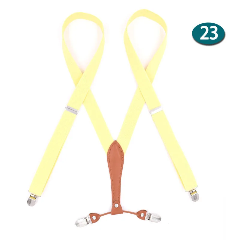 Светло-желтый Deepeel 1 шт. 2,5*115 см Высококачественный полиэстеровый эластичный ремень 4 зажим регулируемые подтяжки костюм брюки аксессуары для подтяжки - Цвет: Светло-желтый