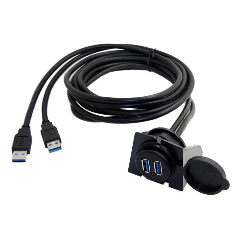 

2 Ports Dual USB 3,0 Stecker auf USB 3,0 Weibliche AUX Flush Mount Auto Halterung Verlängerung