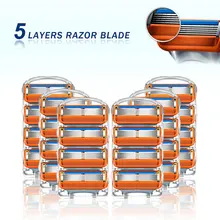 Lâmina substituível apto gillette fusion 5 proglide proshield 5 camadas lâminas de barbear de segurança manual para homens de barbear cassetes