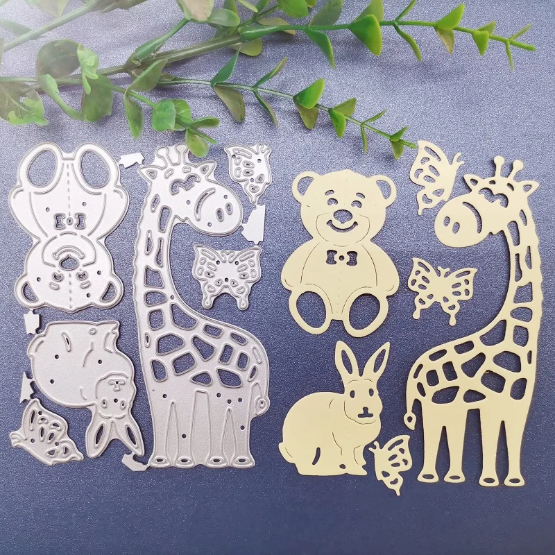Plantillas de corte de Metal de Animal jirafas, 102x102mm, bricolaje, tarjeta de papel para álbum, plantilla de grabado artesanal